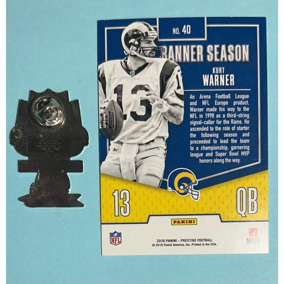 2000 Super Bowl XXXIV St Louis Rams 23-Titans 16 & MVP Kurt Warner 2016 Card #40 - Picture 2 of 2